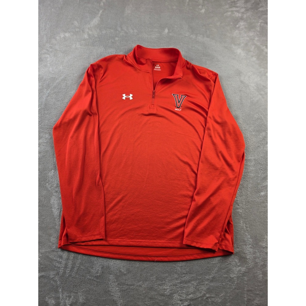 Under Armour 1/4 Zip Pullover Mens L Orange Red Villanova Golf Lightweight Shirt